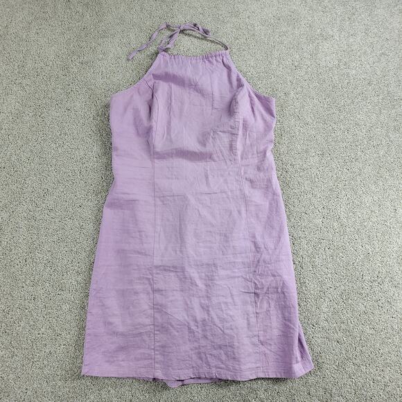 Urban Outfitters Womens Dress 8 Purple Halter Neck Open Tie Back Bodycon Mini - Picture 1 of 12